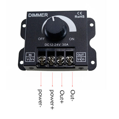 30A LED Dimmer Metal Shell - Black