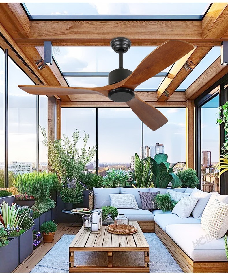 Solid wood straight-blade fan